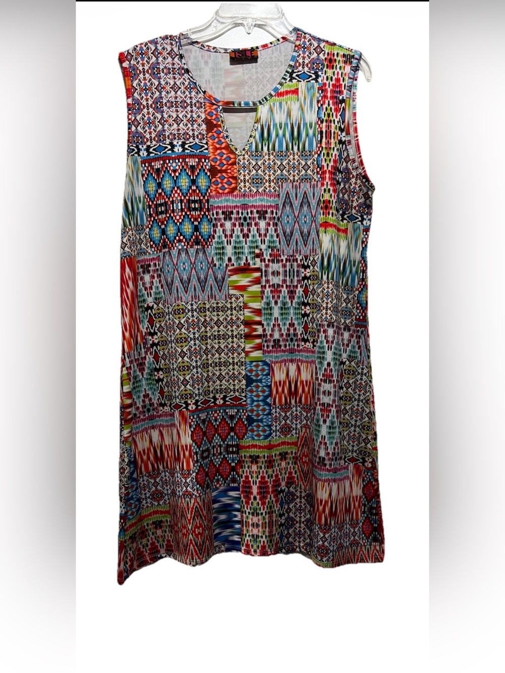 Isle By Melis Kozan Colorful Patchwork Tribal Pattern Sleeveless Shift Dress XL